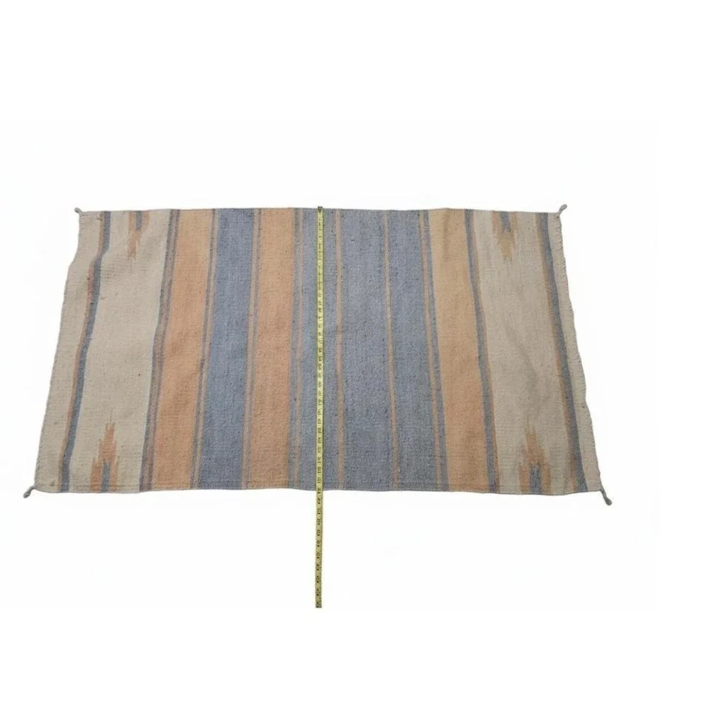 Vintage Southwestern Style Woven Rug Wall‎ Hanging Decor Peach Blue